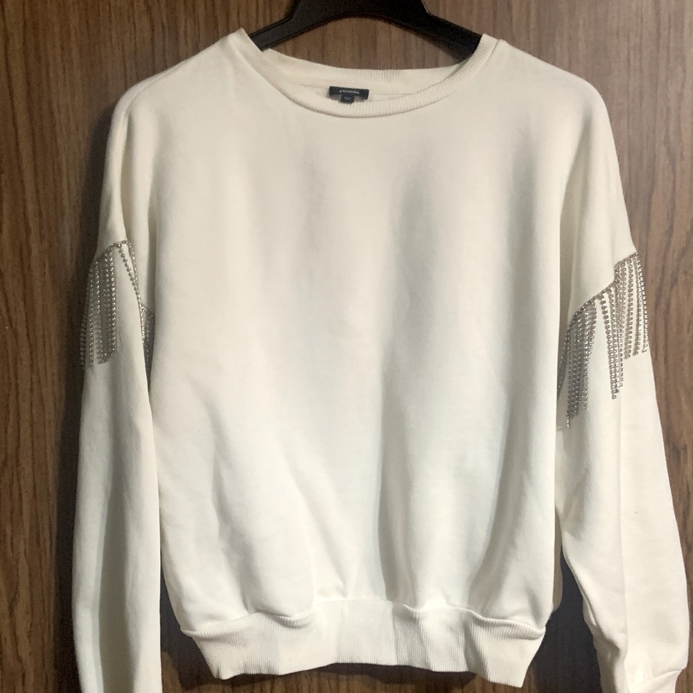 Express Rhinestone Fringe Sweatshirt